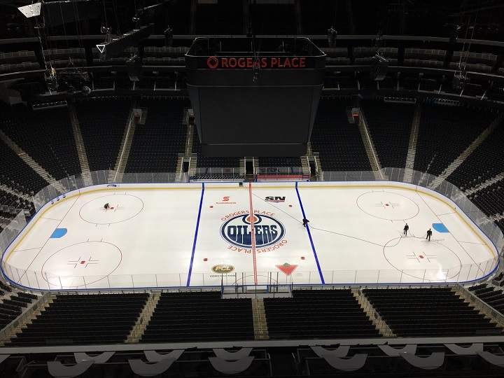 The ice at Rogers Place on July 29, 2018.