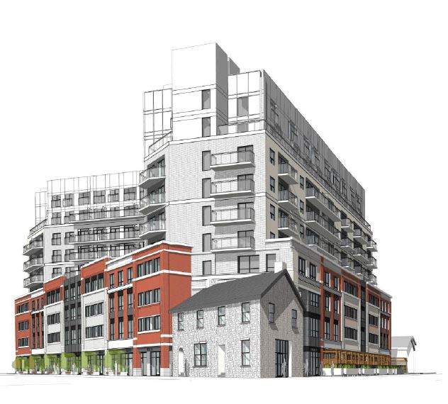 A limestone heritage building will be preserved next to proposed Sage Prestige condo.
