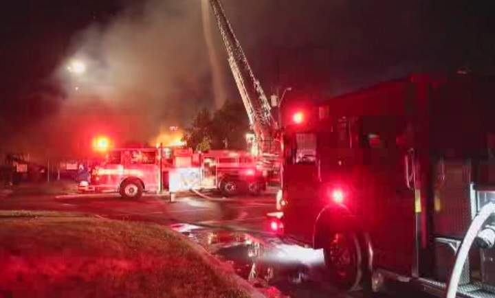 Fire crews respond to a three-alarm fire at a home under construction on Southlawn Drive in Scarborough on July 3, 2018.
