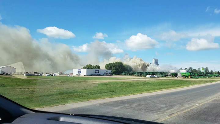 A fire has destroyed the Cervus Equipment John Deere in Rosthern, Sask.