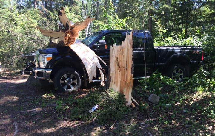 A photo of storm damage at Murray Point campground north of Prince Albert, Sask.