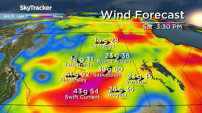 Strong southwesterly winds will kick in during the day on Saturday in Saskatoon.