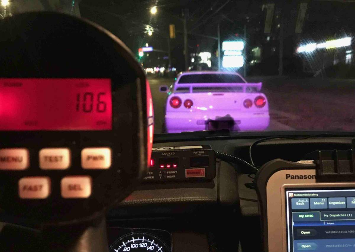 Waterloo police said a driver was clocked doing 106 km/h in a 50 km/h zone on University East. 