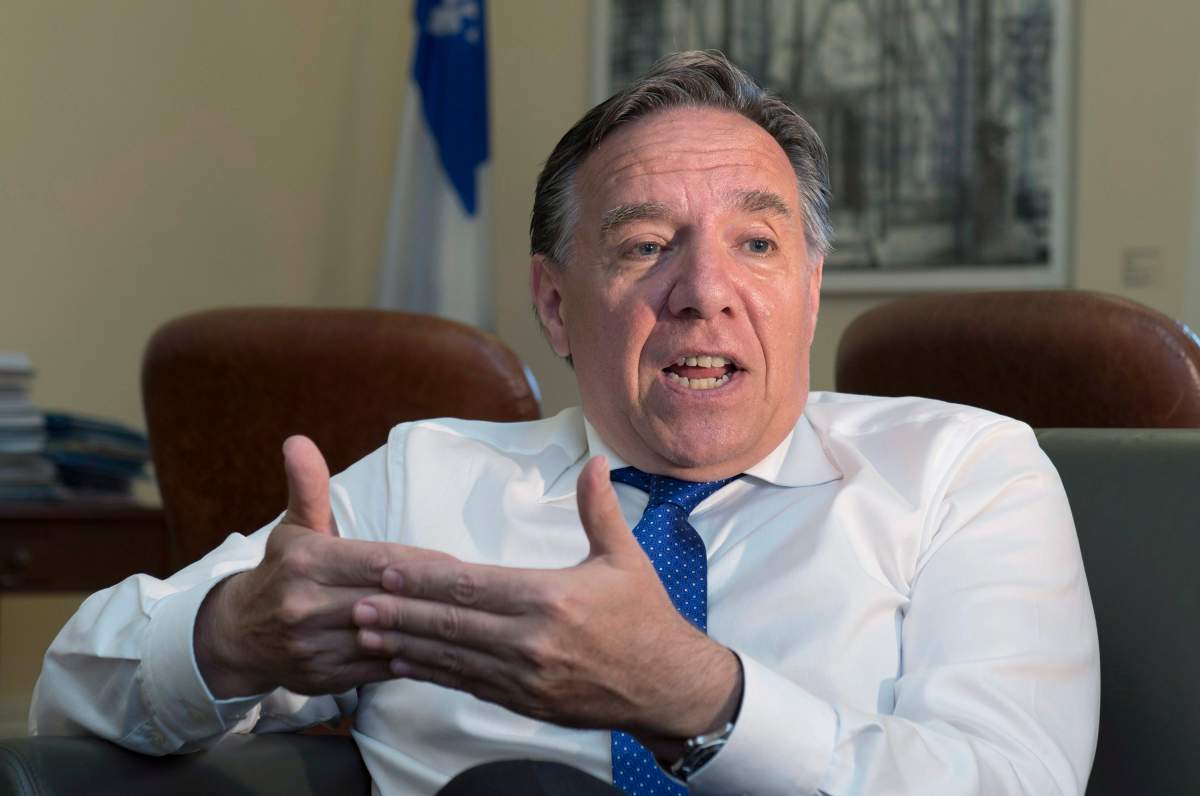 Coalition Avenir Quebec Leader François Legault during a interview Monday, August 6, 2018 at the legislature in Quebec City.