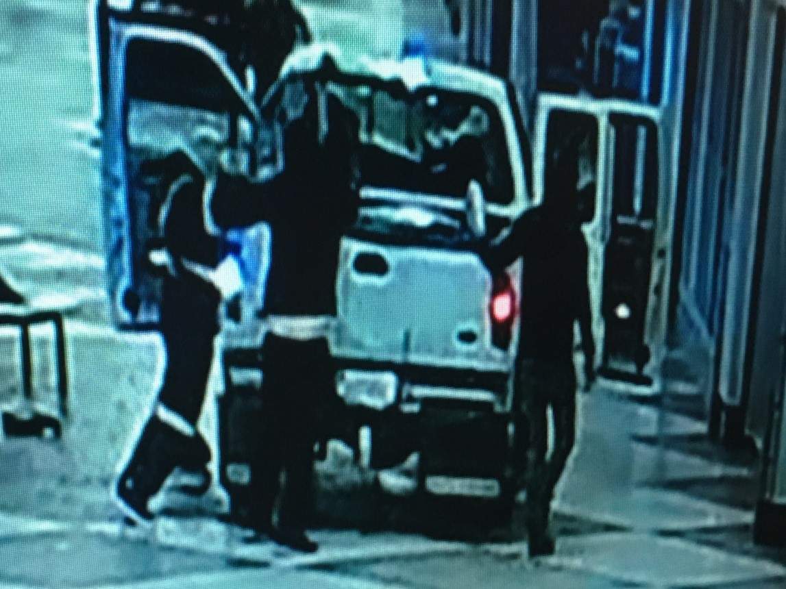 Still from video surveillance showing a truck breaking into Parkland Mall in Red Deer, Alta. where two ATMs were stolen on Thursday, August 2, 2018.