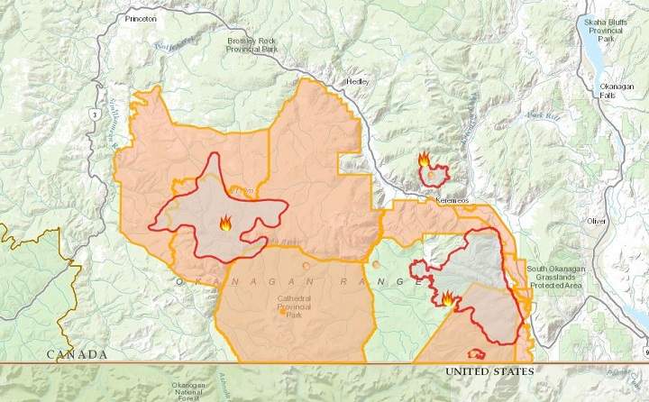 The Cool Creek wildfire, which is burning in B.C.’s Similkameen region, is now estimated at 13,000 hectares.