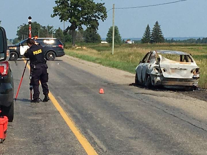 Fatal crash scene on McLaughlin Rd. N between Old School and Mayfield Roads.