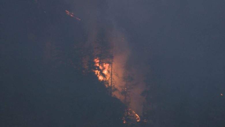 Flames at Darke Creek wildfire north of Summerland, Monday, Aug. 20, 2018.