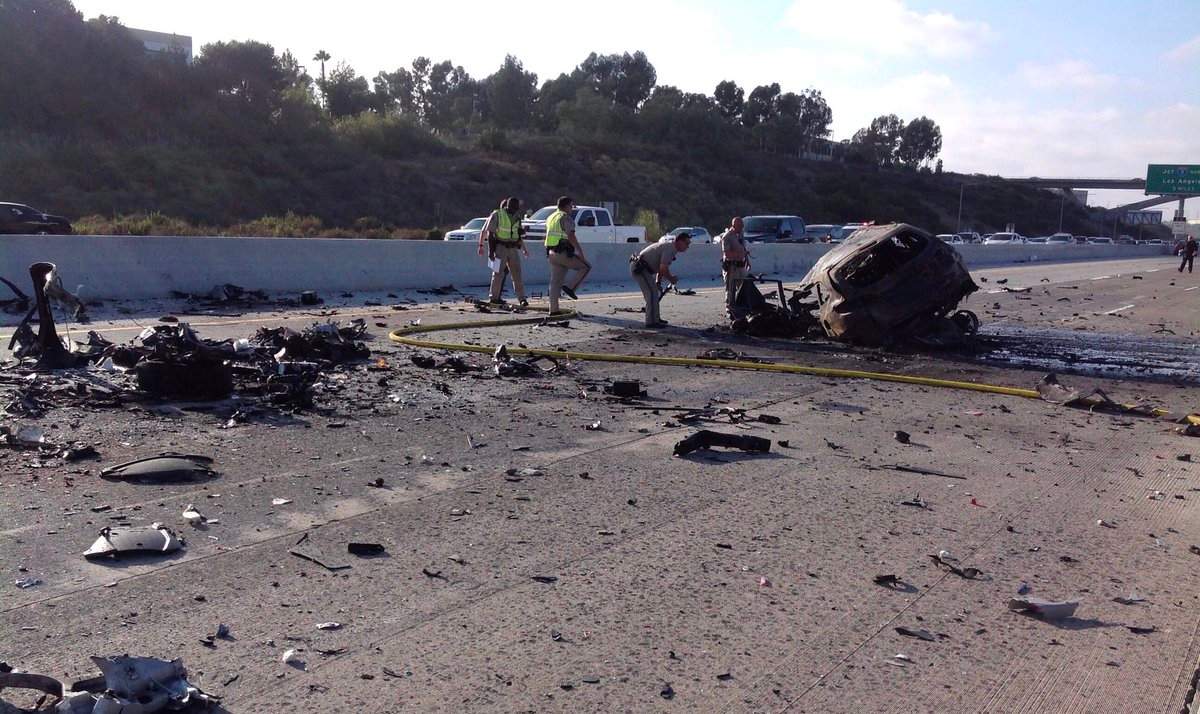 The scene at the car crash that killed 18-year-old Trevor Heitmann as well as a 43-year-old woman and a 12-year-old girl.
