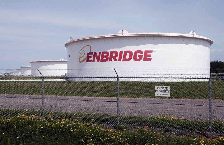 This Friday, June 29, 2018 photo shows tanks at the Enbridge Energy terminal in Superior, Wis. 