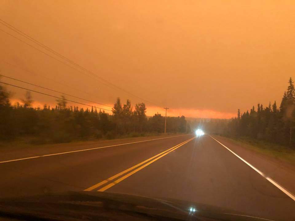 Burns Lake surrounded by wildfire smoke. Credit: John Sampson.