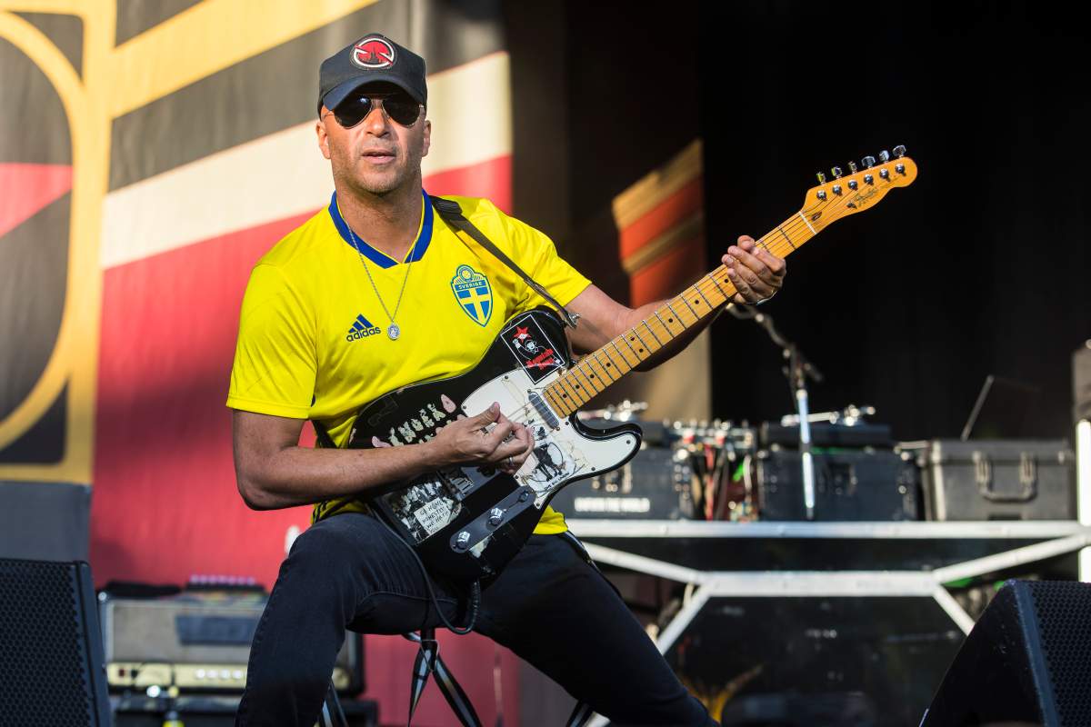 Tom Morello of the band Prophets of Rage performs in concert at Grona Lund on June 26, 2018 in Stockholm, Sweden.