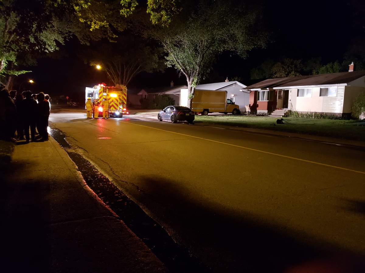 Fire crews respond to a fire on Glencairn Road in east Regina early in the morning of Aug. 30, 2018.