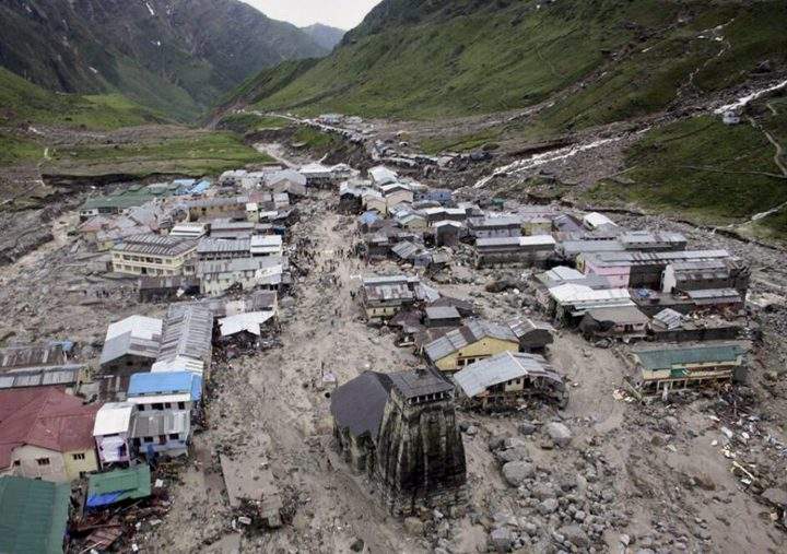 A view of the Hindu holy town of Kedarnath from a helicopter after a flood, in the northern Indian state of Uttarakhand, India, Tuesday, June 18, 2013.