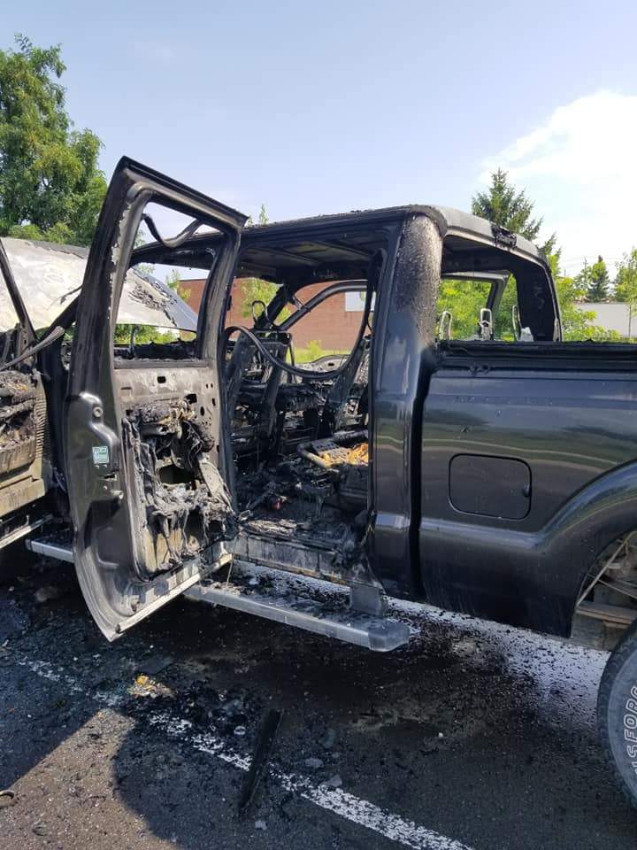Karin Davis says she lost everything inside her truck after it was engulfed in flame on the side of Veterans Memorial Parkway.