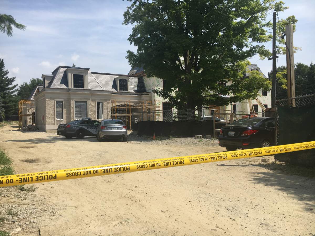 Toronto police on scene of an industrial accident in Toronto's Bridle Path neighbourhood on Aug. 2.