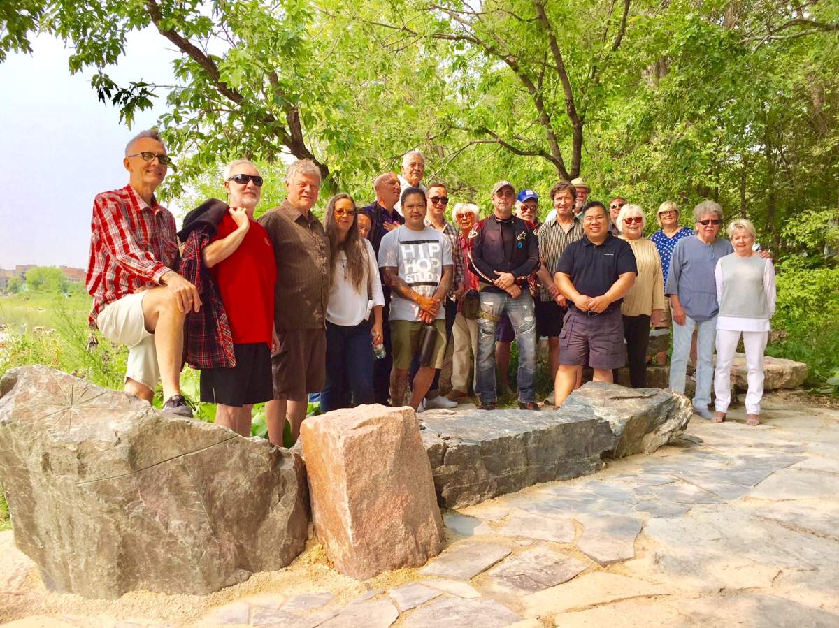 Community members gathered for the unveiling of the 4-tonne canoe sculpture.