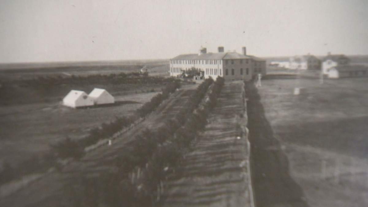 An archive photo of the Regina Indian Industrial School.