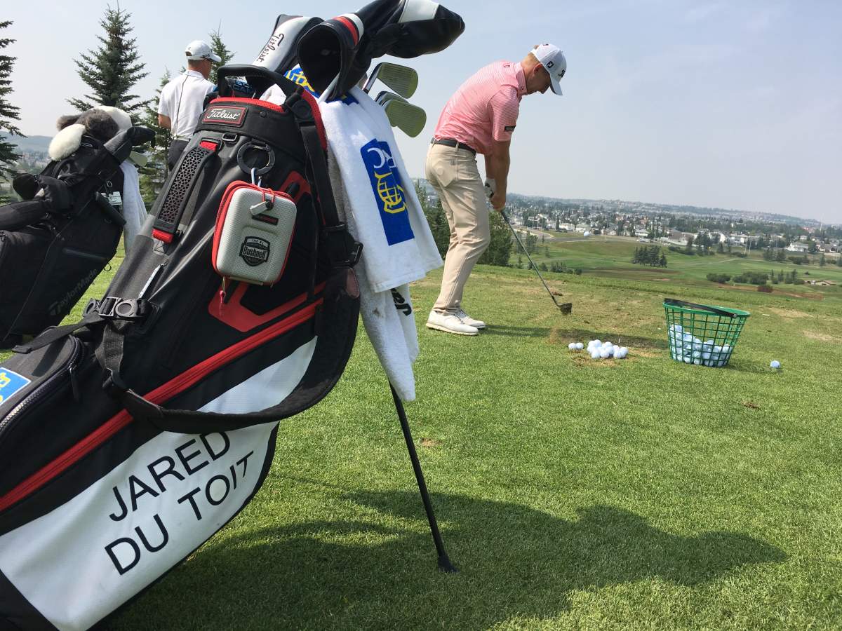 Jared Du Toit on the range at Country Hills in Calgary on Aug. 7, 2018.