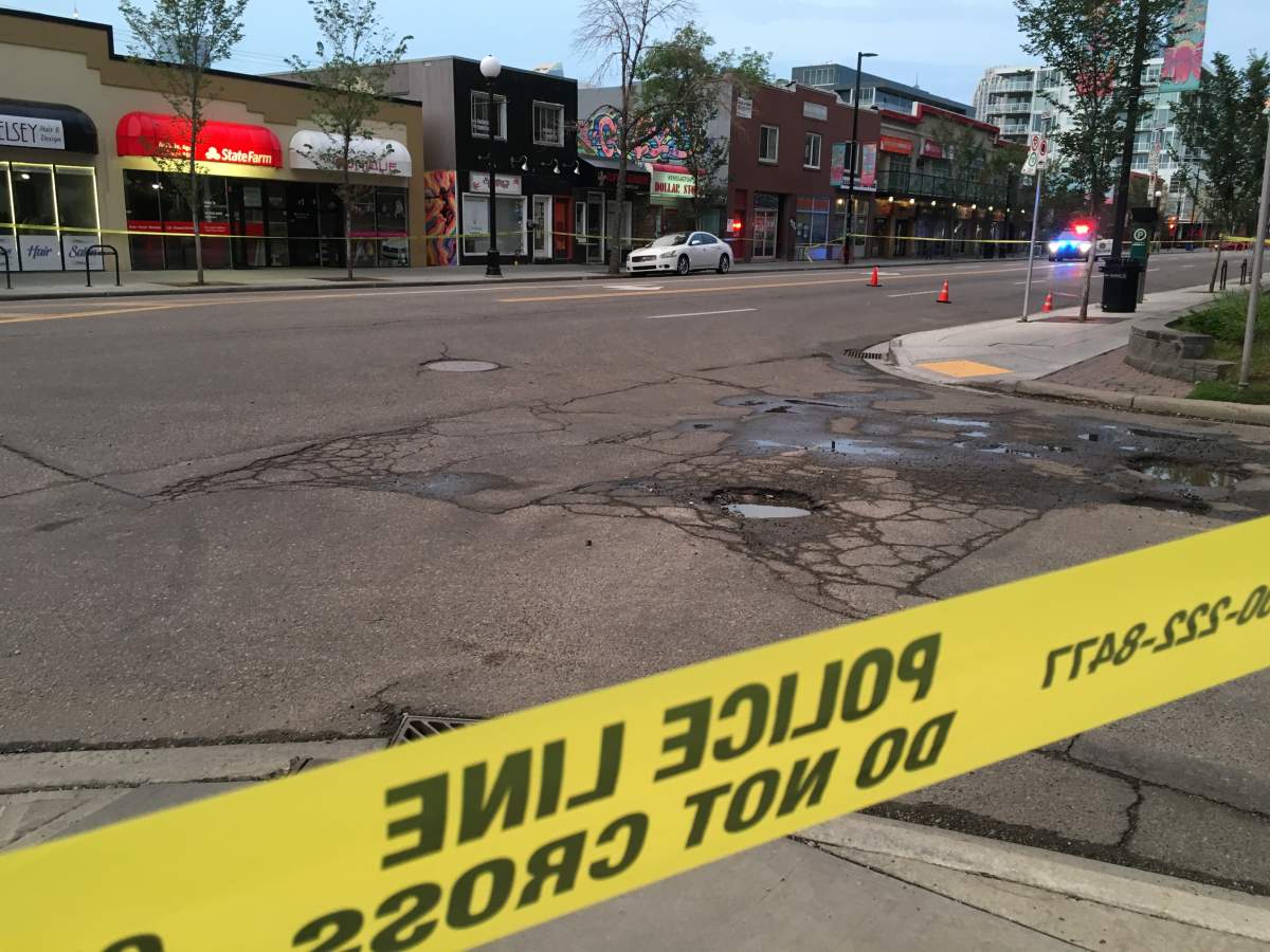 Calgary police investigate a shooting in Kensington on August 2, 2018.