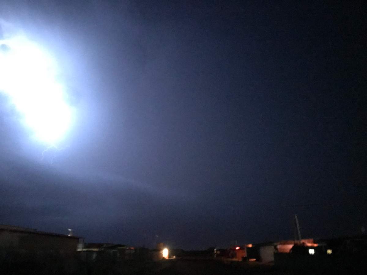 Lightning at the UN peacekeeping Camp Castor in Mali.
