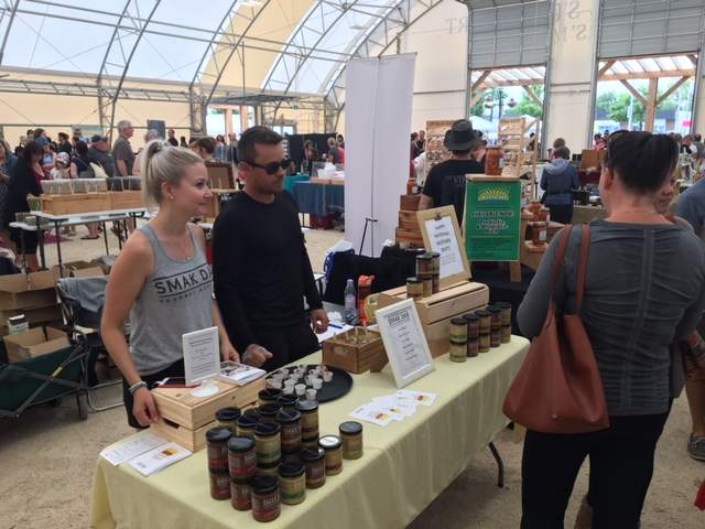 Carly Minish-Wytinck along with her husband at the St. Norbert Farmer's Market on Saturday.