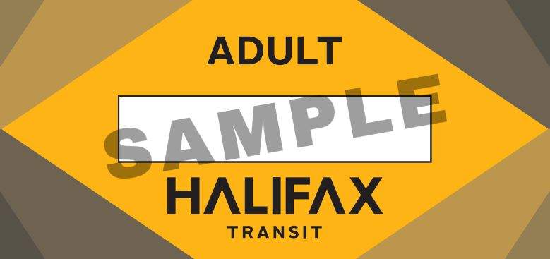 A sample of the new gold Halifax Transit ticket used to designate an adult fare