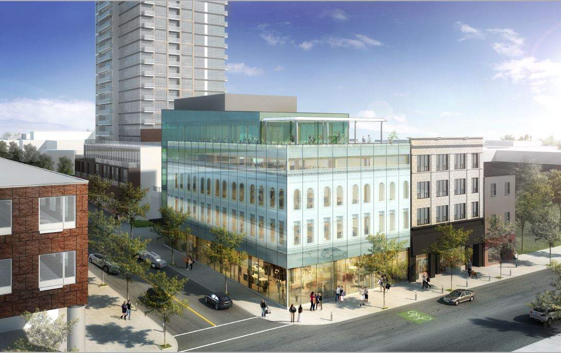 An artist's rendition of what the new building will look like from the outside.