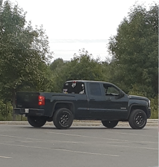 Orillia OPP are searching for the driver of a GMC Sierra (above) in connection with an alleged hit-and-run in Orillia.