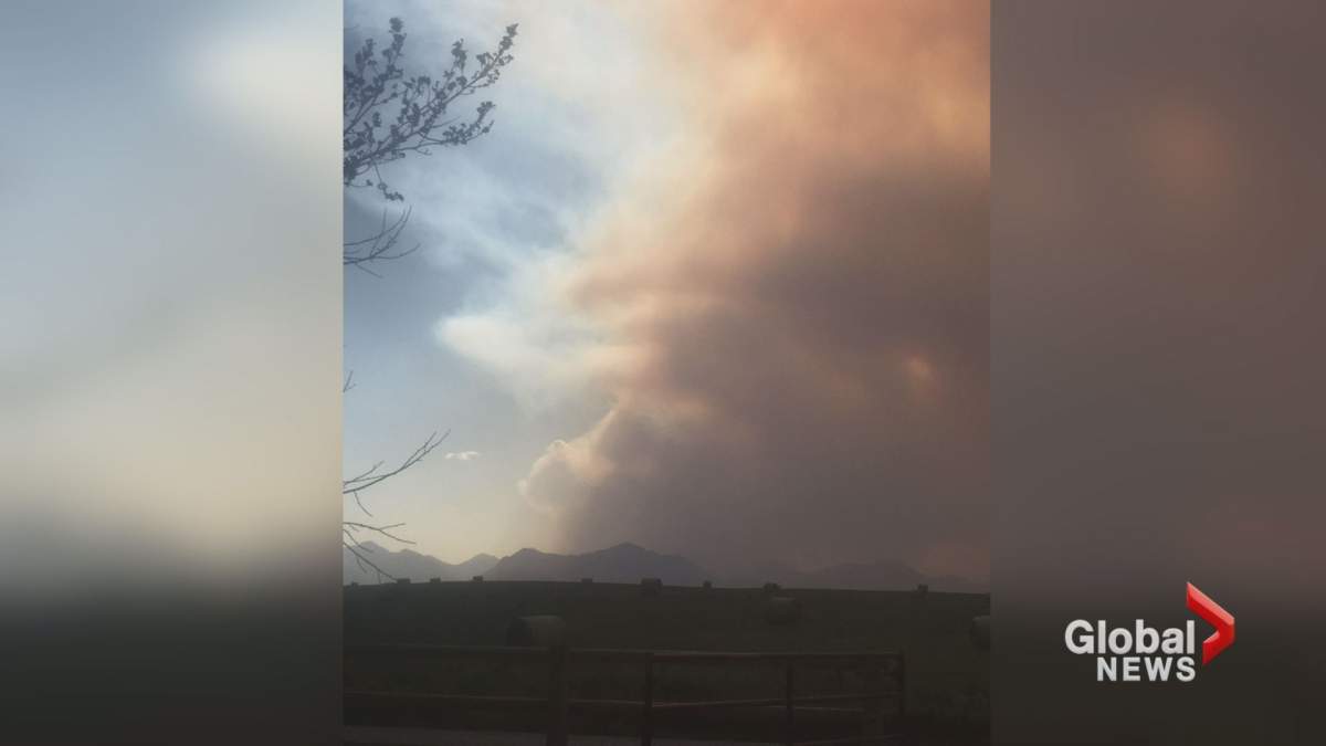 Smoke from a wildfire burning in B.C. could be seen in the Twin Butte area on Aug. 2. 