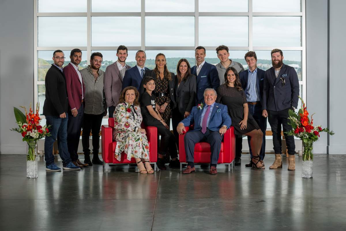The Saputo family poses for a photo at Pier 21 during a visit to Halifax. They have donated $1 million to the museum. 
