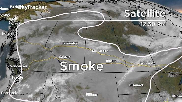 Smoke continued to blanket much of western Canada on Thursday.