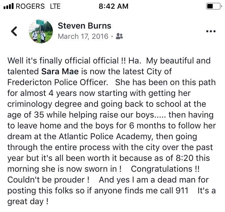 Const. Sara Mae Burns identified as victim of Fredericton shooting - image