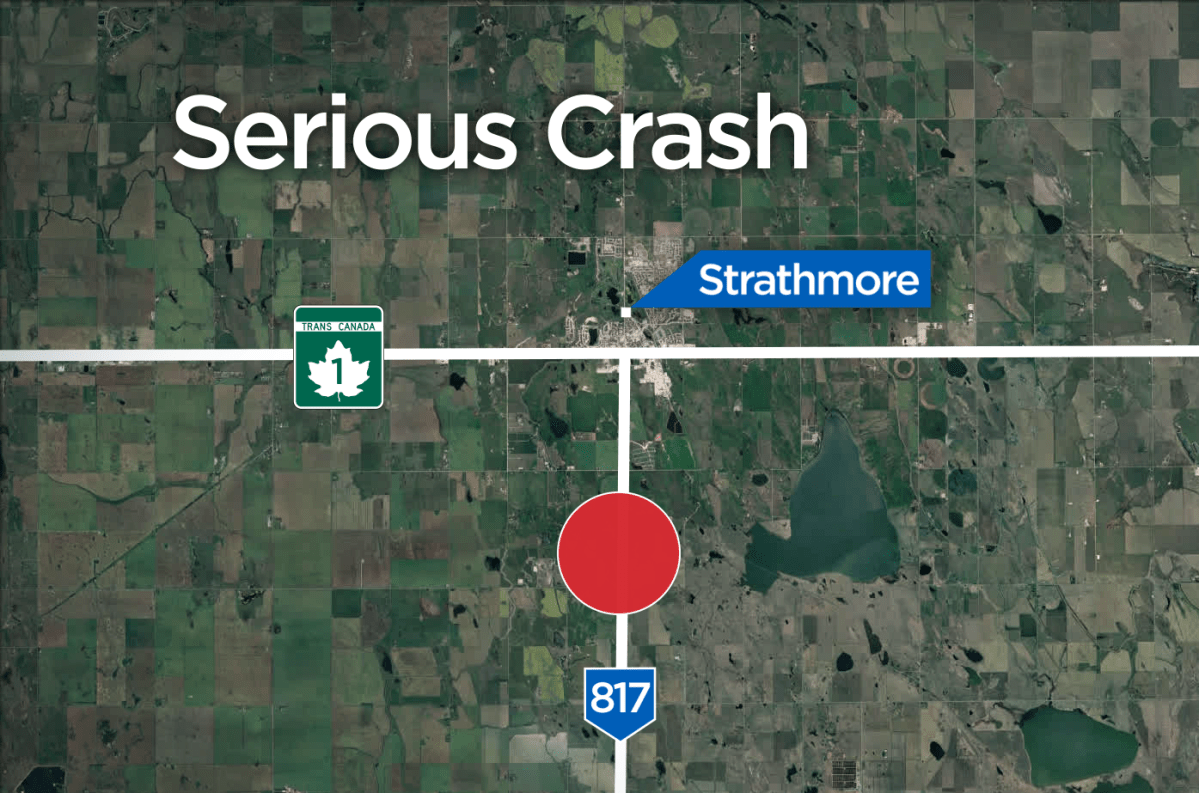 RCMP and EMS were called to the scene of a serious crash near Strathmore on Thursday, Aug. 2.