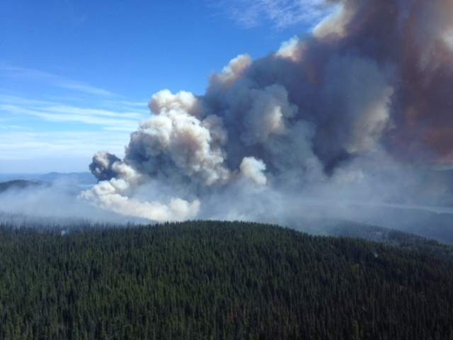 The Torkelsen Lake wildfire from the air. Courtesy of the B.C. Wildfire Service.