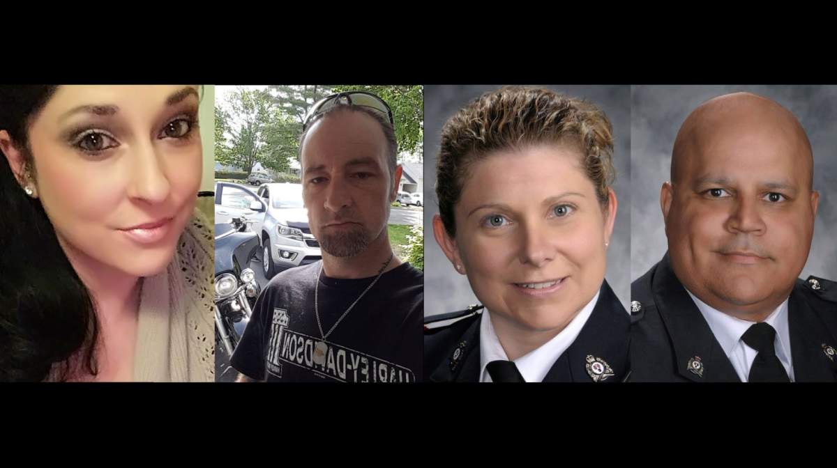 Bobbie-Lee Wright, 32, Donald Robichaud, 42, Const. Sara Mae Burns, 43, and Const. Robb Costello, 45, were killed on Aug. 10, 2018.