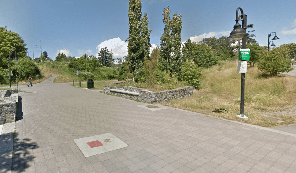 The segment of Victoria's Galloping Goose Trail where police say a man exposed himself, then began following two women. 