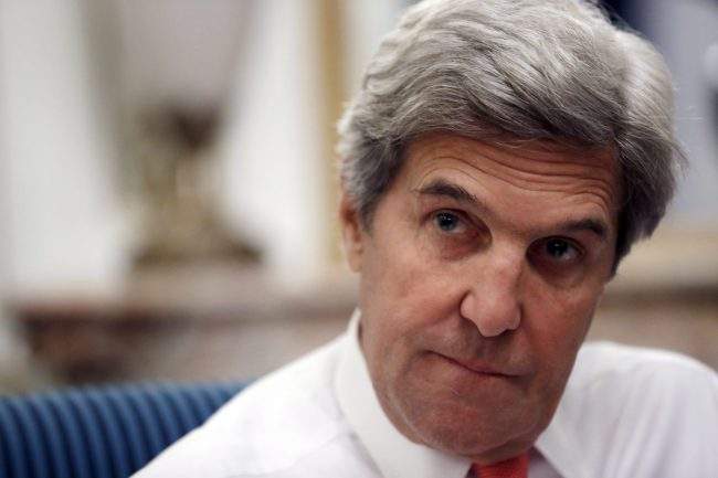 In this Jan. 15, 2017 file photo, U.S Secretary of State John Kerry speaks with the media after attending the Mideast peace conference in Paris, France. 

