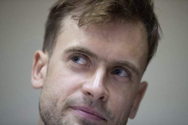 Pyotr Verzilov, a member of the feminist protest group Pussy Riot, attends hearings in a court in Moscow, Russia, Monday, July 23, 2018.

