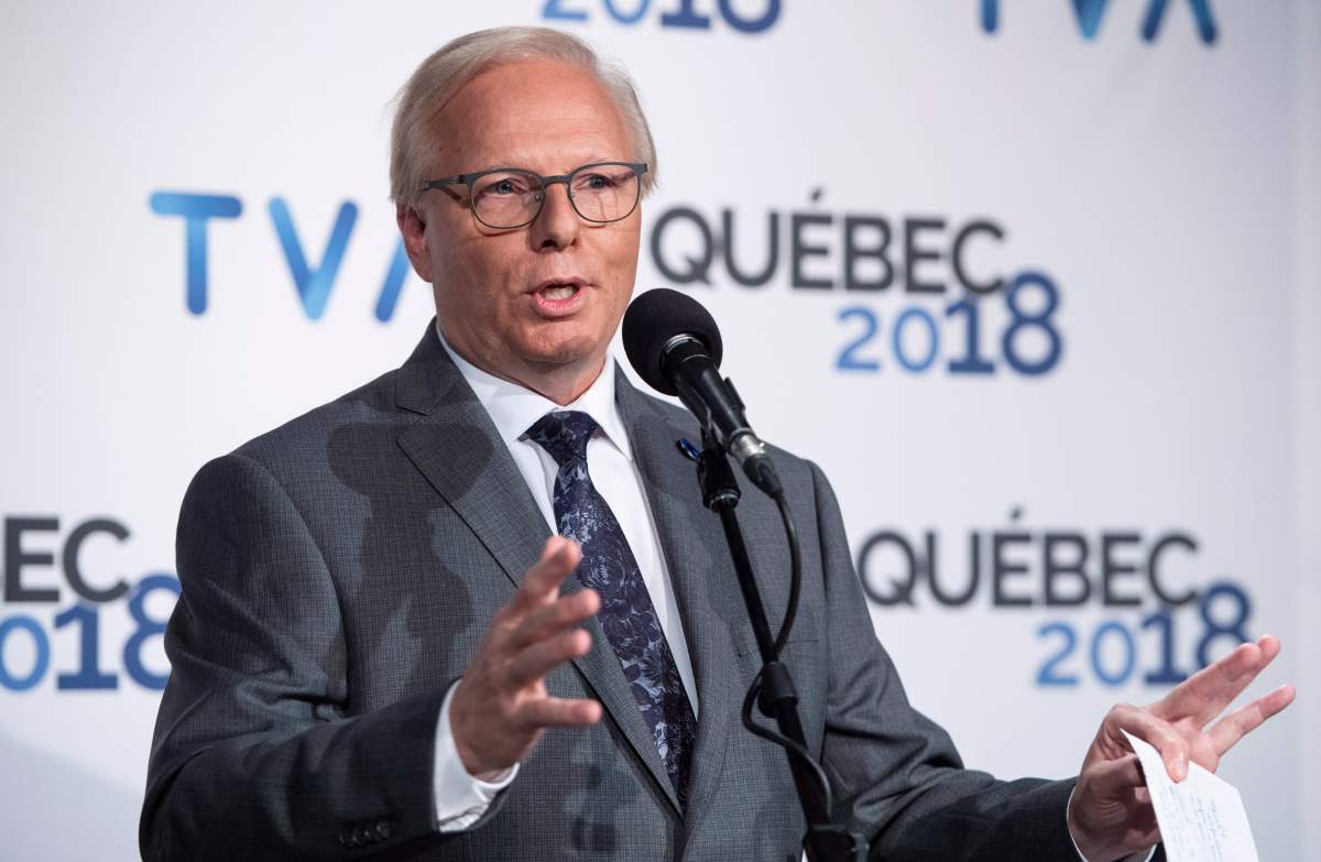 PQ leader Jean-François Lisée takes questions after the final debate.