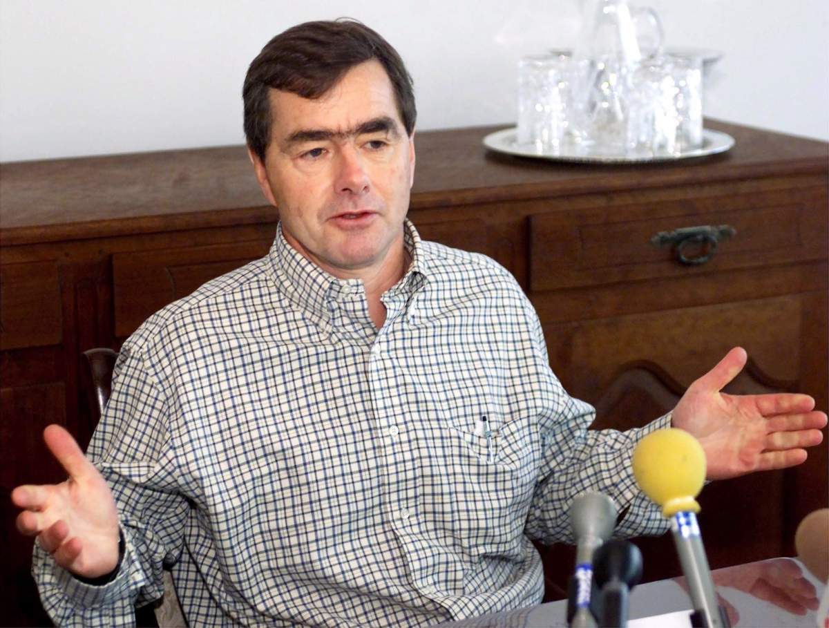 FILE - John Risley, president and CEO of Clearwater Fine Foods Inc., fields questions at a news conference in Halifax on Friday, Feb. 15, 2002. 