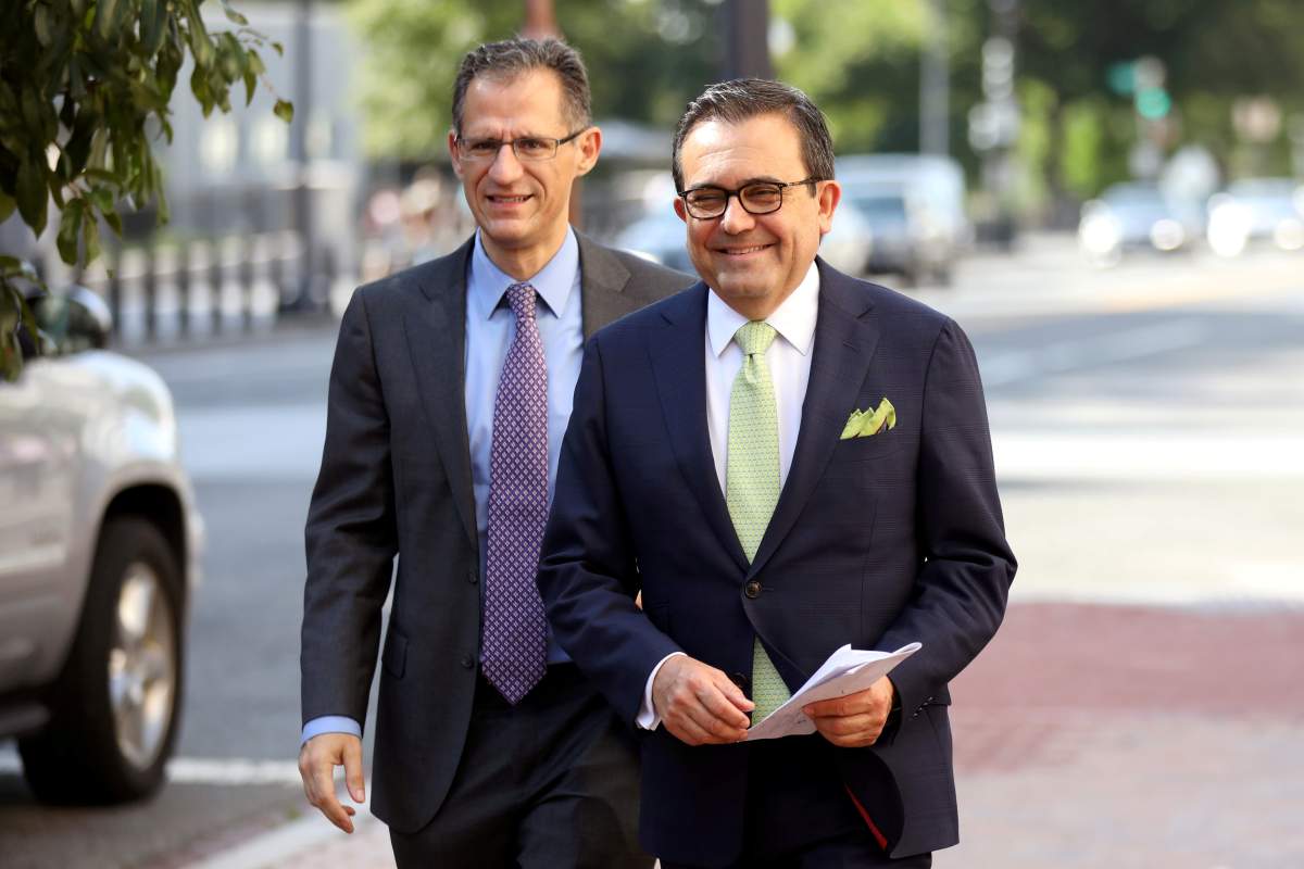 Mexico's Economy Minister Ildefonso Guajardo arrives at the U.S. Trade Representative's office in Washington, U.S., August 23, 2018. 