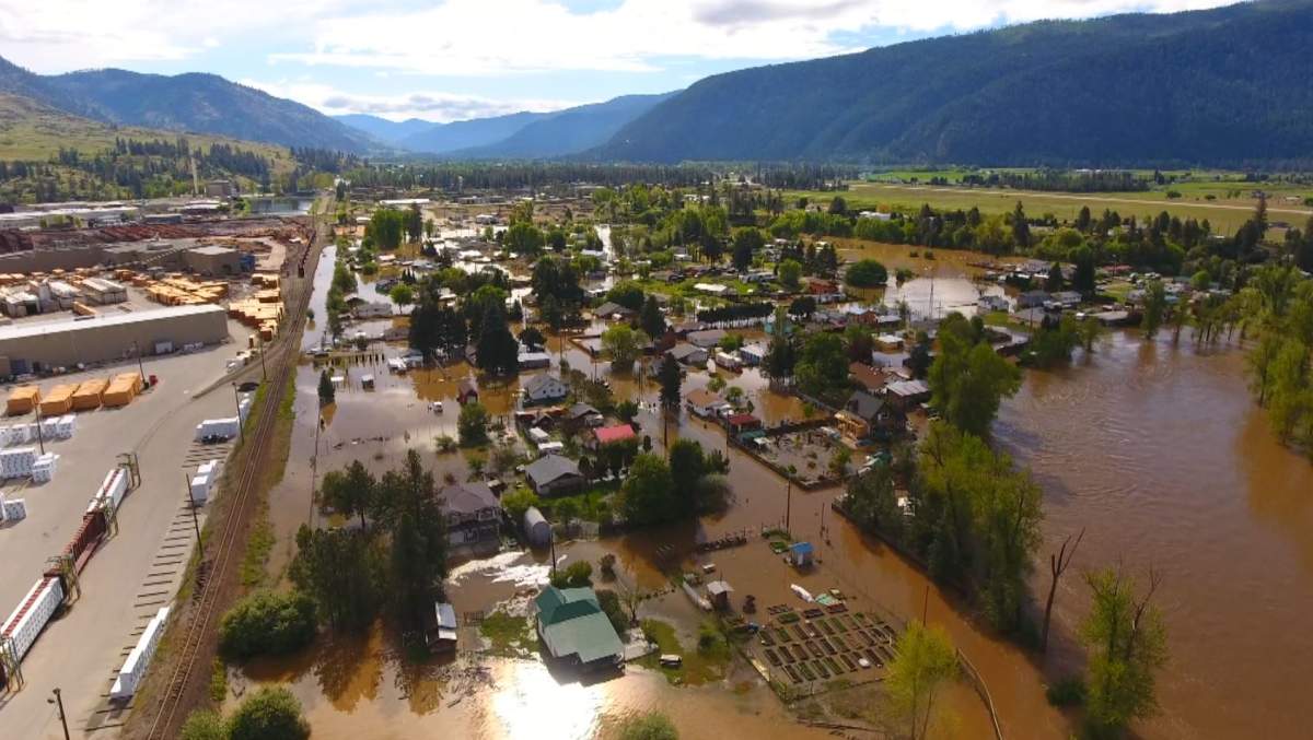 An aerial view of Grand Forks during flooding earlier this year.