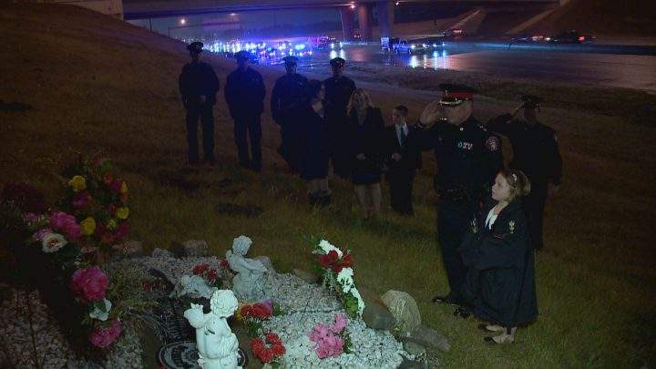 A Calgary girl celebrated her 7th birthday with a tribute to a fallen officer.