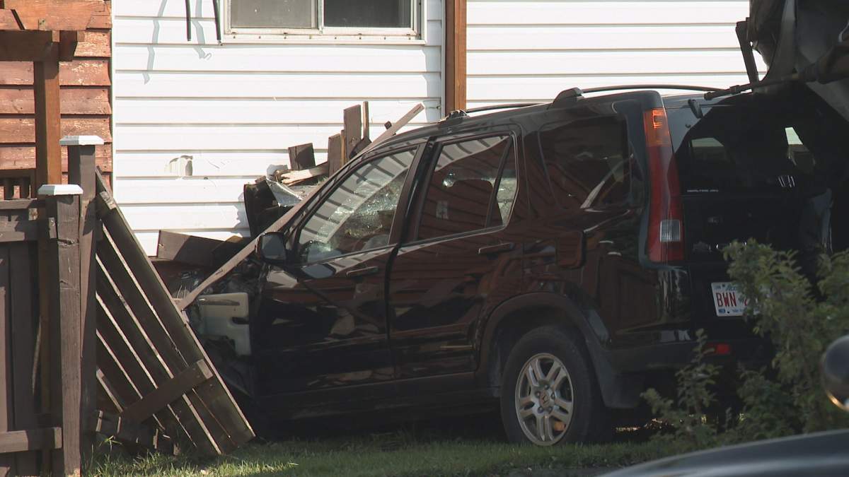 A car went off the road into a mobile home near Huntwell Road N.E. on Saturday morning.
