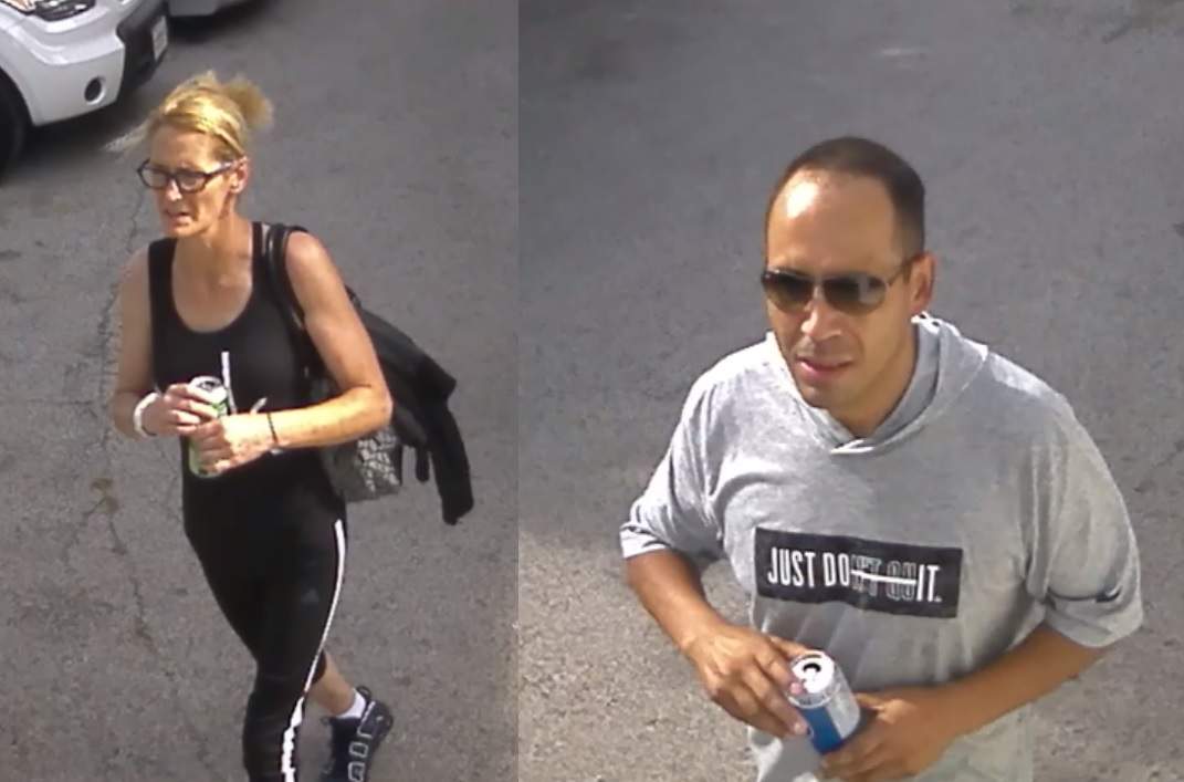 A surveillance image of Sherri-Lynn Stringer (left) and Matthew Lee Smibert (right) released by London police as they probe a spate of vehicle thefts from used auto dealerships.