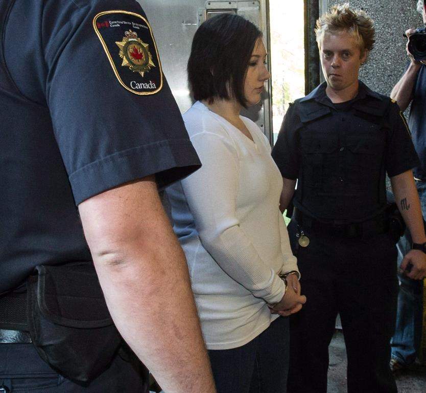 Terri-Lynne McClintic, convicted in the death of 8-year-old Woodstock, Ont., girl Victoria Stafford, is escorted into court in Kitchener, Ont., on Wednesday, September 12, 2012 for her trial in an assault on another inmate while in prison.