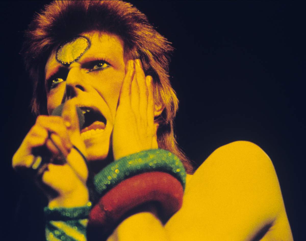 David Bowie live at Earls Court Arena on May 12 1973 during the Ziggy Stardust tour.