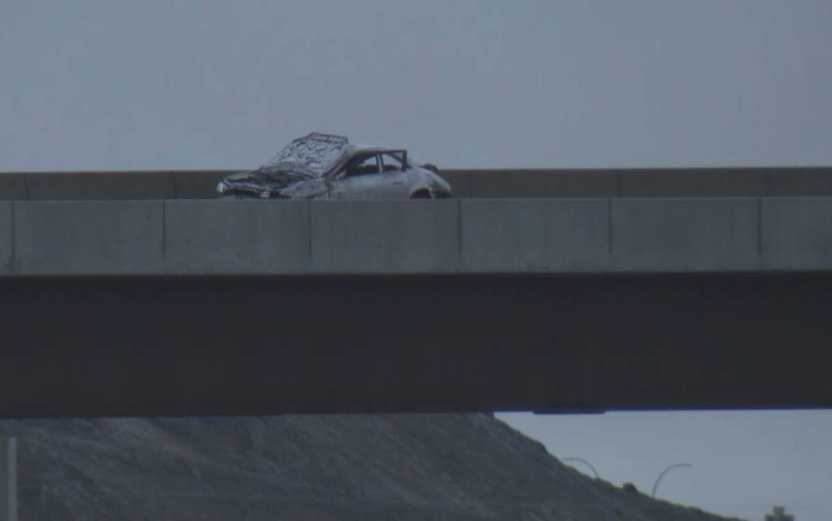 Police said the collision happened just after 3 a.m. on Sunday when an eastbound car rolled over on Stoney Trail near Deerfoot Trail. .