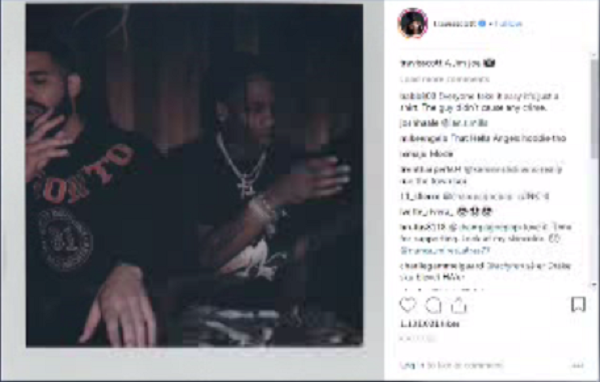 The Instagram post shows Drake wearing the sweatshirt in question.